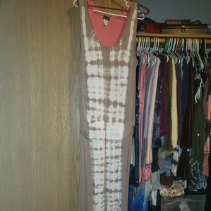 Long Venus dress - brown and white tie dye